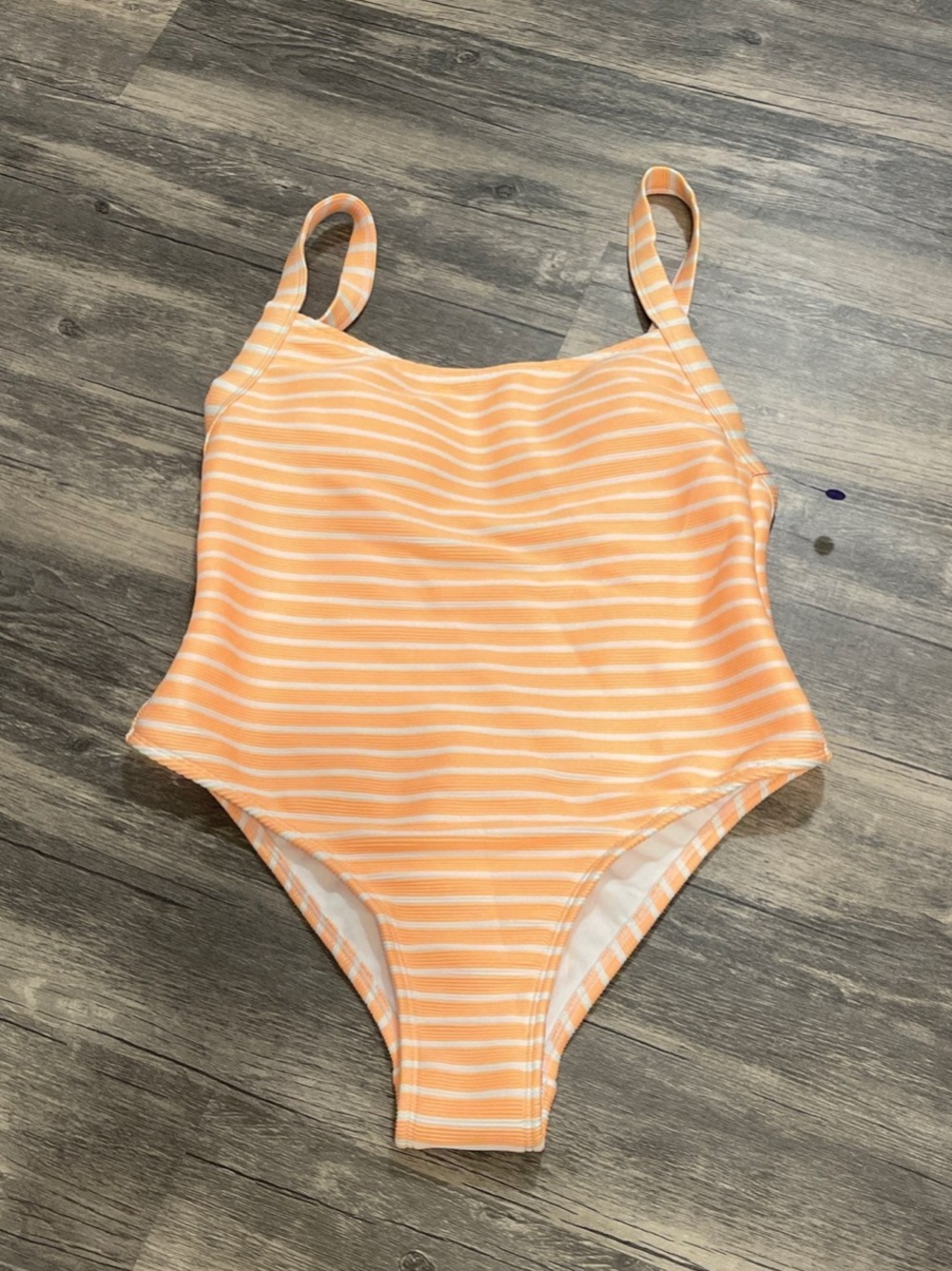 Xhilaration Peach and White Striped One-Piece Swimsuit